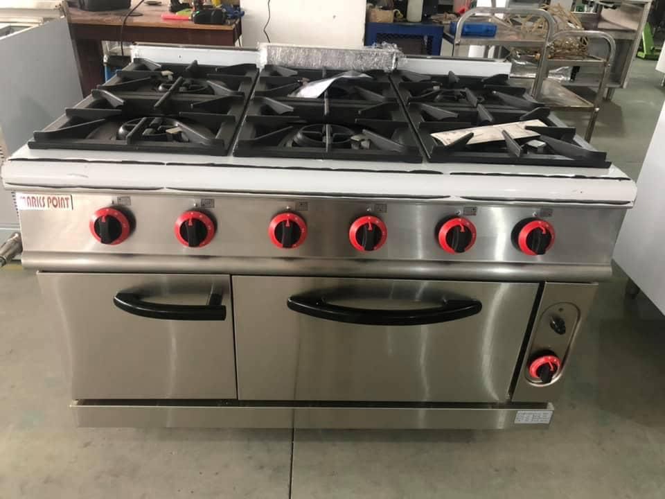 6burners gas cooker with oven cabinets